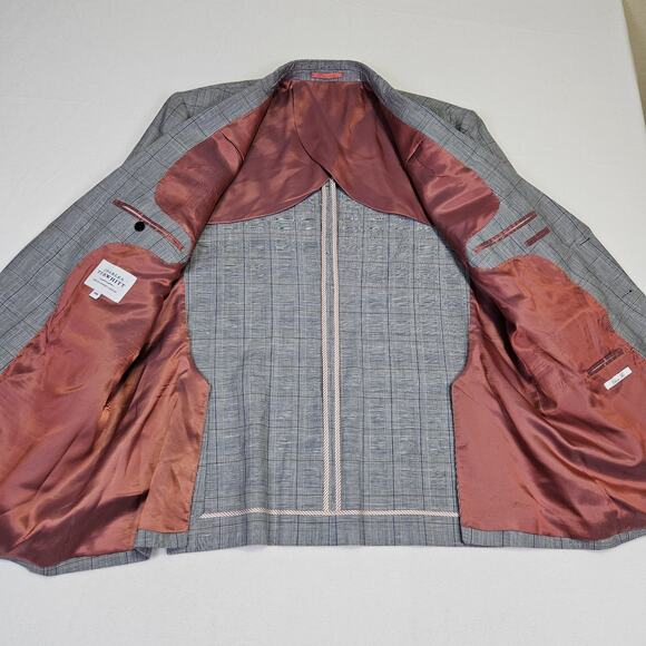 Charles Tyrwhitt Windowpane Unstructured Blazer Mens 46R Linen Sport Coat Plaid - Picture 10 of 16